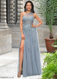 Alice A-line One Shoulder Floor-Length Tulle Prom Dresses With Appliques Lace Sequins STBP0022200