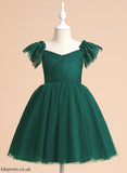 - Knee-length Tulle/Lace Miriam Flower A-Line Sleeveless V-neck Girl Flower Girl Dresses Dress