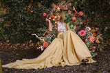 Chic Two Pieces Yellow Long Country Wedding Dresses With Lace, Cheap Prom Dresses STB15508