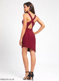 Scoop Club Dresses Asymmetrical Neck Dress Cocktail With Pleated Bodycon Polyester Abigail