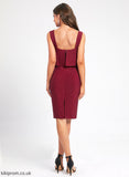 Polyester Knee-Length Cocktail Dresses Kennedy Square Dress Ruffle Cocktail Sheath/Column Neckline With