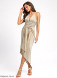 Patience Cocktail Cocktail Dresses Front Dress Halter Asymmetrical Sheath/Column With Polyester Pleated Split