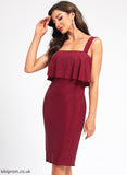 With Neckline Ruffle Knee-Length Square Cocktail Dress Yaretzi Polyester Club Dresses Bodycon