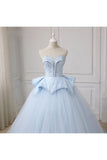 Sweetheart Ball Gown Beading Tulle Prom Dress Court Train Quinceanera STBP5FLTMDC