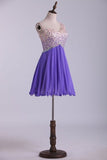 2024 One Shoulder Homecoming Dresses A Line Tulle & Chiffon With PZ192BYE