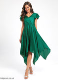 Cocktail Dresses With Dress V-neck Joselyn A-Line Polyester Pleated Asymmetrical Cocktail