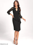 Cascading Ruffles Club Dresses Neck Cocktail Stretch Lace With Bodycon Crepe Aracely Dress Sequins Scoop Asymmetrical