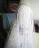 Elegant Short Sequins Tulle Wedding Veils with Stars STB15580