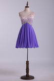 2024 One Shoulder Homecoming Dresses A Line Tulle & Chiffon With PZ192BYE