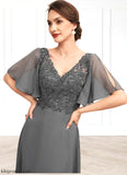 Natalee A-line V-Neck Floor-Length Chiffon Lace Mother of the Bride Dress With Beading Sequins STB126P0014589