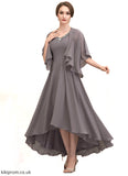 Myah A-line V-Neck Asymmetrical Chiffon Mother of the Bride Dress With Beading Sequins STB126P0014656