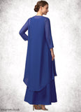 Muriel A-line V-Neck Ankle-Length Chiffon Mother of the Bride Dress STB126P0014729