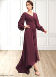 Natalya A-Line V-neck Asymmetrical Chiffon Mother of the Bride Dress With Ruffle STB126P0014732
