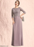 Moriah A-Line Scoop Neck Floor-Length Chiffon Lace Mother of the Bride Dress STB126P0014788