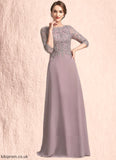 Moriah A-Line Scoop Neck Floor-Length Chiffon Lace Mother of the Bride Dress STB126P0014788