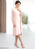 Chloe Sheath/Column Scoop Neck Knee-Length Lace Stretch Crepe Mother of the Bride Dress STB126P0014843