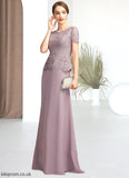 Genevieve A-Line Scoop Neck Floor-Length Chiffon Lace Mother of the Bride Dress STB126P0014846