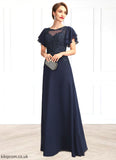 Carlie A-Line Scoop Neck Floor-Length Chiffon Lace Mother of the Bride Dress With Sequins STB126P0014857