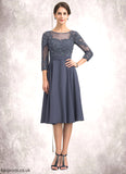 Meredith A-Line Scoop Neck Knee-Length Chiffon Lace Mother of the Bride Dress With Beading Sequins STB126P0014861