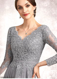 Meg A-Line V-neck Floor-Length Chiffon Lace Mother of the Bride Dress STB126P0014881