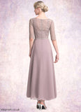 Zaniyah A-Line Scoop Neck Asymmetrical Chiffon Lace Mother of the Bride Dress With Beading STB126P0014885
