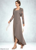 Eleanor A-Line Square Neckline Asymmetrical Chiffon Mother of the Bride Dress With Appliques Lace Sequins STB126P0014888