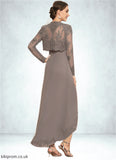 Eleanor A-Line Square Neckline Asymmetrical Chiffon Mother of the Bride Dress With Appliques Lace Sequins STB126P0014888