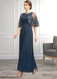 Willow A-Line Scoop Neck Ankle-Length Chiffon Lace Mother of the Bride Dress With Beading Sequins STB126P0014892
