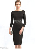 Kayleigh Sheath/Column Off-the-Shoulder Knee-Length Jersey Mother of the Bride Dress With Beading Sequins STB126P0014897