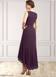 Simone Trumpet/Mermaid V-neck Asymmetrical Chiffon Mother of the Bride Dress With Lace Beading Sequins STB126P0014902
