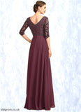 Sariah Empire V-neck Floor-Length Chiffon Mother of the Bride Dress With Beading STB126P0014906