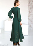 Quinn A-Line V-neck Asymmetrical Chiffon Mother of the Bride Dress With Bow(s) Cascading Ruffles STB126P0014909