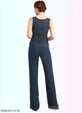 Grace Jumpsuit/Pantsuit Scoop Neck Floor-Length Chiffon Lace Mother of the Bride Dress With Beading Sequins STB126P0014910