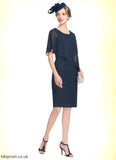 Molly Sheath/Column Scoop Neck Knee-Length Chiffon Mother of the Bride Dress With Ruffle STB126P0014913