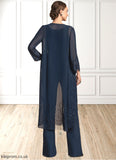 Hallie Jumpsuit/Pantsuit Scoop Neck Floor-Length Chiffon Mother of the Bride Dress STB126P0014914