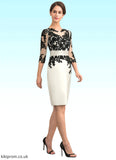 Brooke Sheath/Column Scoop Neck Knee-Length Satin Lace Mother of the Bride Dress With Beading Sequins STB126P0014916