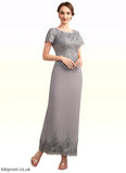 Kylee Sheath/Column Scoop Neck Ankle-Length Chiffon Lace Mother of the Bride Dress With Sequins STB126P0014922