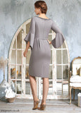 Willow Sheath/Column V-neck Knee-Length Stretch Crepe Mother of the Bride Dress With Beading STB126P0014928
