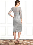 Annie Sheath/Column V-neck Knee-Length Lace Mother of the Bride Dress STB126P0014931