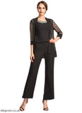 Marcia Jumpsuit/Pantsuit Scoop Neck Ankle-Length Chiffon Mother of the Bride Dress With Beading Sequins STB126P0014932