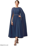 Maritza A-Line Scoop Neck Tea-Length Chiffon Mother of the Bride Dress With Beading STB126P0014934