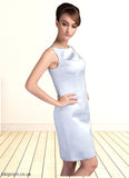Libby Sheath/Column Scoop Neck Knee-Length Satin Mother of the Bride Dress STB126P0014937