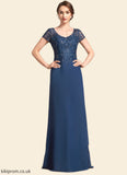 Charlize A-Line V-neck Floor-Length Chiffon Lace Mother of the Bride Dress With Sequins STB126P0014938