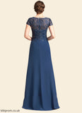 Charlize A-Line V-neck Floor-Length Chiffon Lace Mother of the Bride Dress With Sequins STB126P0014938