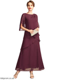 Leyla A-Line Scoop Neck Ankle-Length Chiffon Mother of the Bride Dress With Cascading Ruffles STB126P0014941