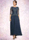 Tatiana A-Line Scoop Neck Ankle-Length Chiffon Lace Mother of the Bride Dress STB126P0014942
