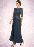 Tatiana A-Line Scoop Neck Ankle-Length Chiffon Lace Mother of the Bride Dress STB126P0014942