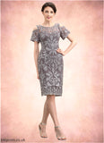 Clara Sheath/Column Scoop Neck Knee-Length Lace Mother of the Bride Dress STB126P0014944