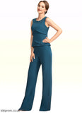 Jade Jumpsuit/Pantsuit Scoop Neck Floor-Length Chiffon Mother of the Bride Dress With Beading Cascading Ruffles STB126P0014956