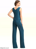 Jade Jumpsuit/Pantsuit Scoop Neck Floor-Length Chiffon Mother of the Bride Dress With Beading Cascading Ruffles STB126P0014956